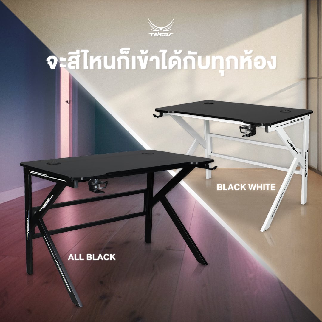 โต๊ะเกมมิ่ง TENGUGAMINGGEARS รุ่น ODA (D-OD-BB10) สีดำล้วน ขนาดหน้าโต๊ะ 80*60 ซม._2